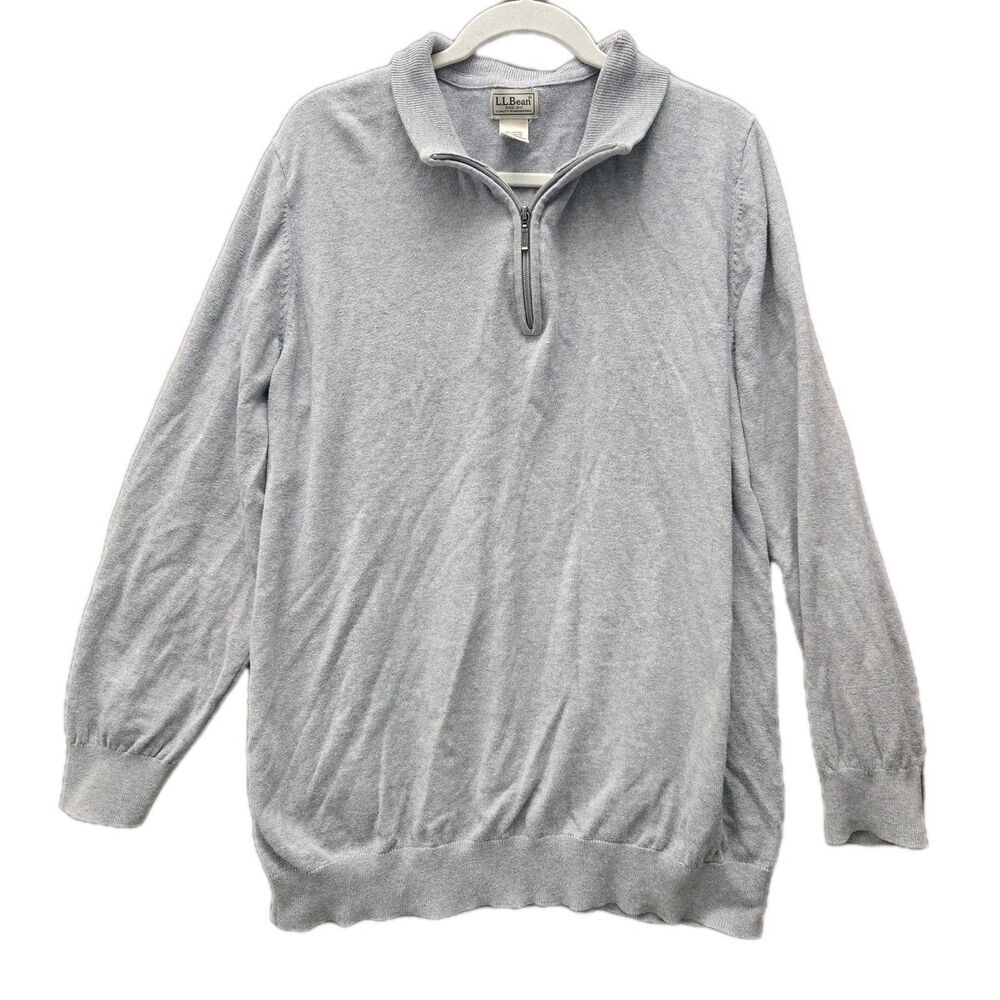 L.L. Bean Mens Grey Quarter Zip Fleece Pullover Sweater Outdoor Size 2XL Tall
